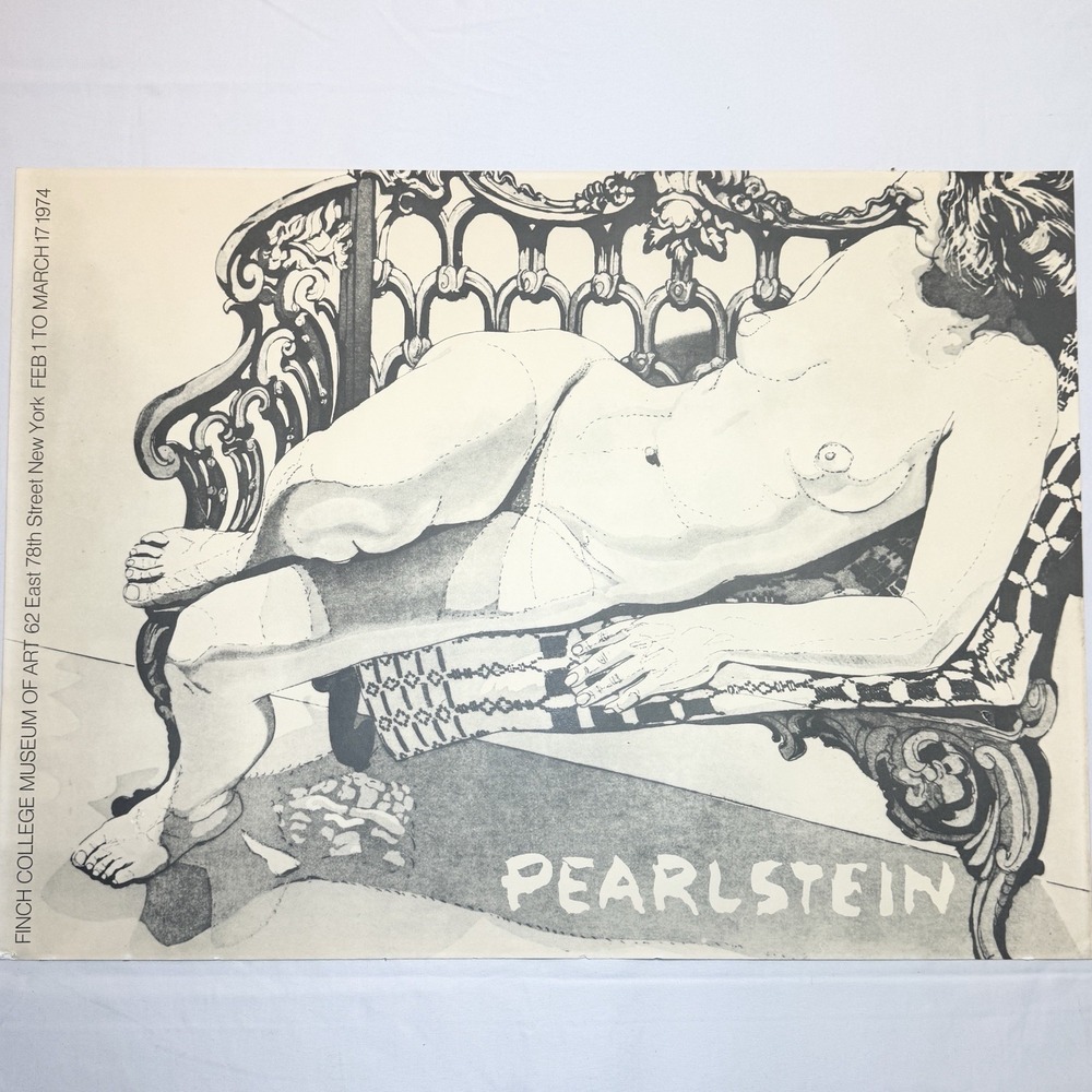 1974 Philip Pearlstein Nude on Silver Bench Finch College Exhibition Art Poster